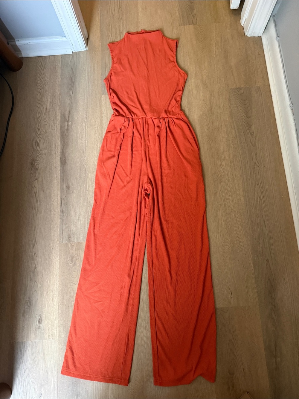 Sleeveless Wide-Leg Jumpsuit - Coral Red